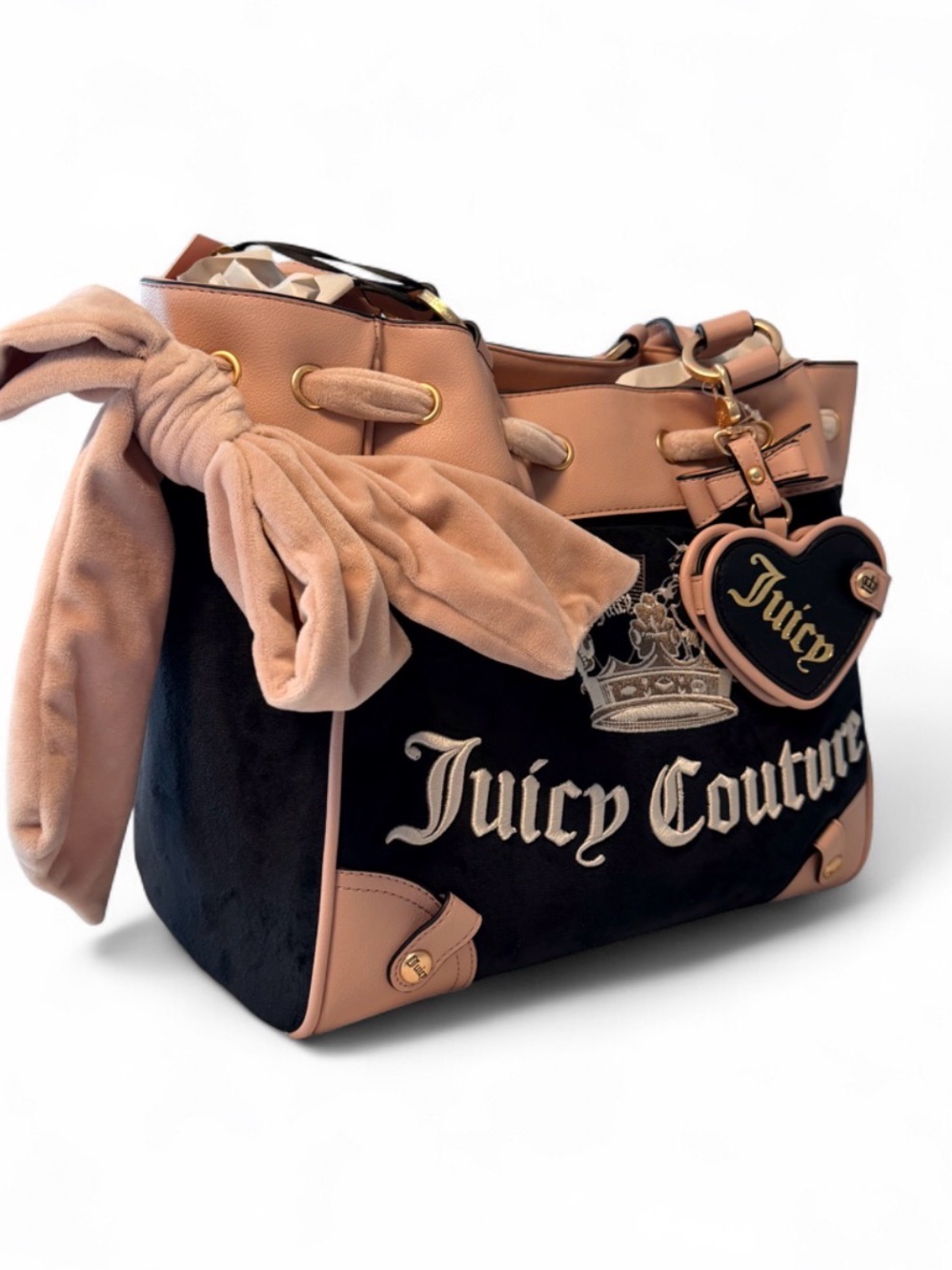 Juicy Couture Black & Dusty Pink CrownTote
